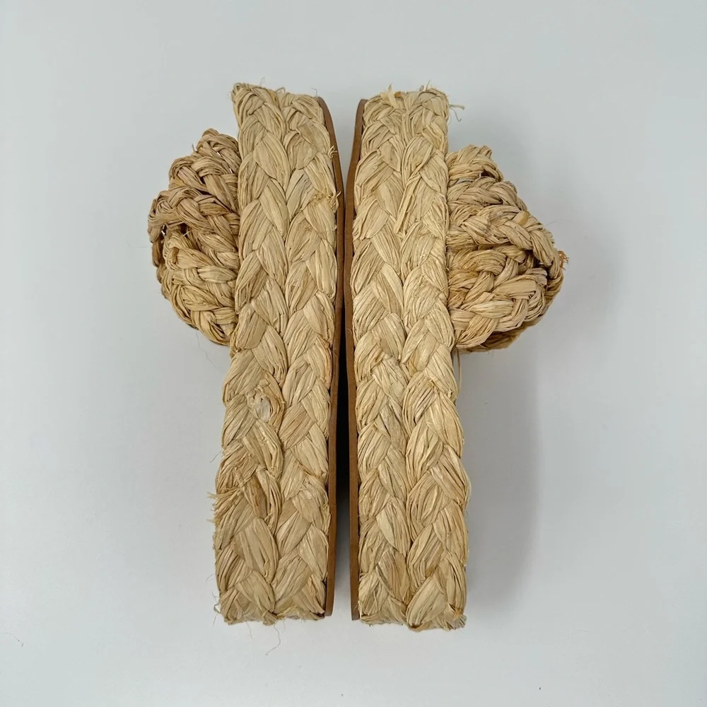 Zara Natural Raffia Platform Wedge Sandals Women's 37 - Picture 3 of 14